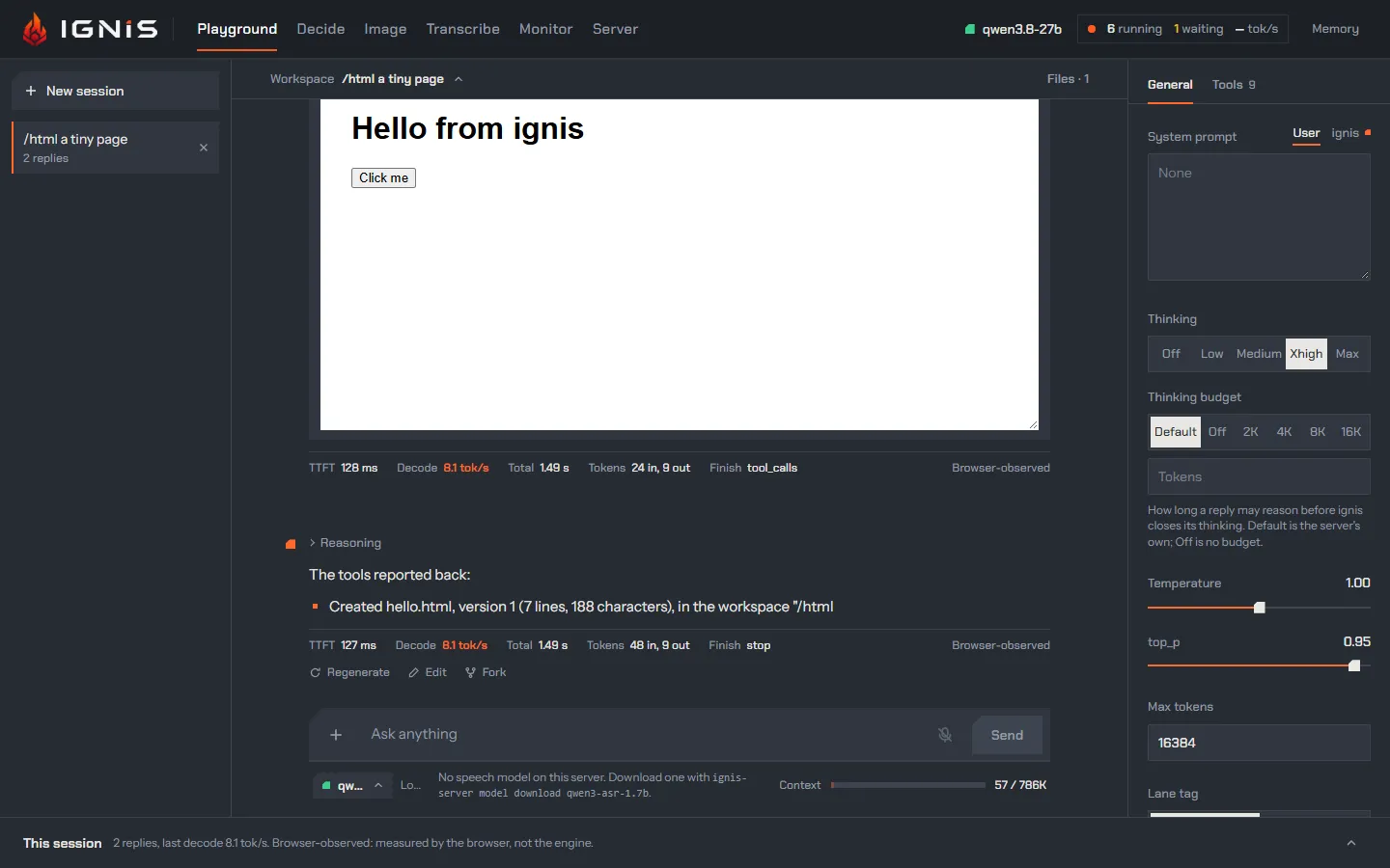 An HTML file the model made, previewed