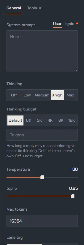 The General tab