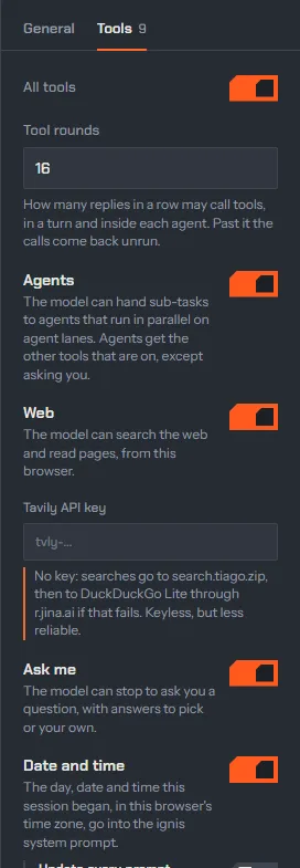 The Tools tab